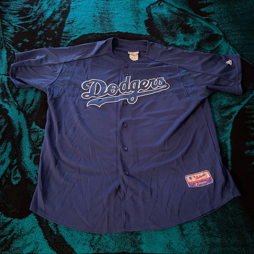 Los Angeles Dodgers Stitched Mens XL Majestic Plain Jersey - Blue